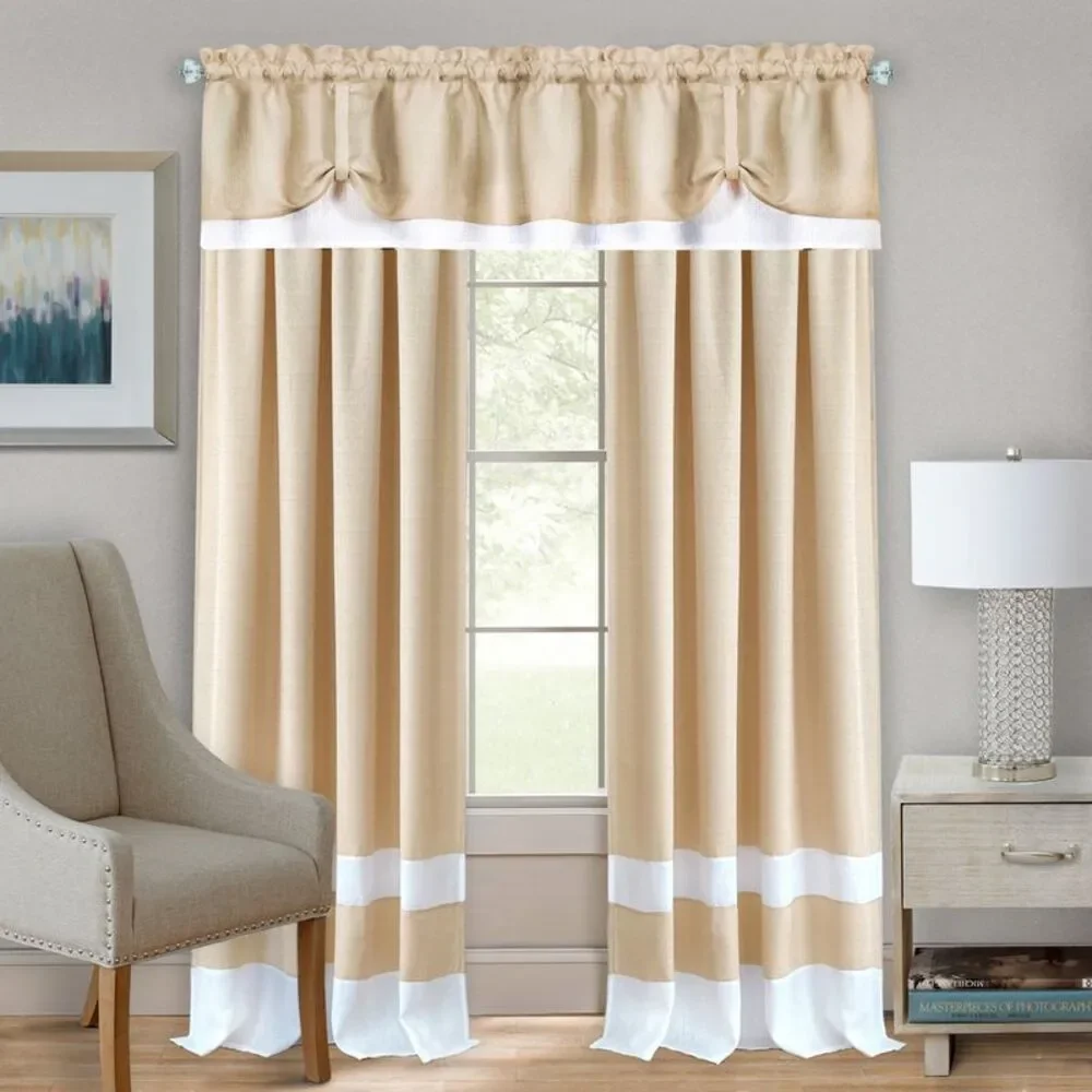 Woven Trends Two-Tone Window Curtain Panels, Rod- Pocket Room Darkening